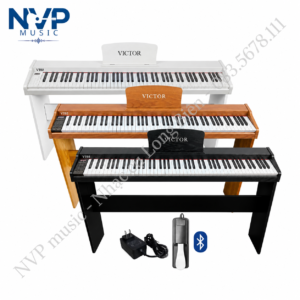 Đàn Piano Điện VicTor VT02 88 phím, thân gỗ, cảm ứng lực, kết nối Bluetooth, tai nghe và loa ngoài. Phù hợp luyện tập tại nhà và học piano cho người mới.