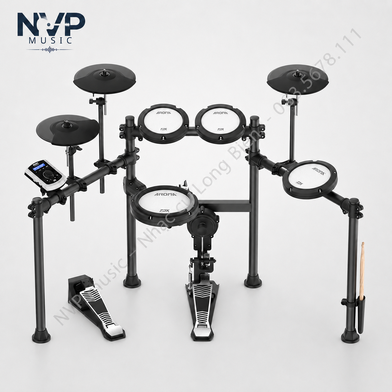 Trống Điện Tử Aroma TDX22II với Snare Mesh Dual Trigger 8 inch, 500 âm thanh, Bluetooth, USB MIDI và Metronome. Phù hợp cho học tập, luyện tập và biểu diễn.
